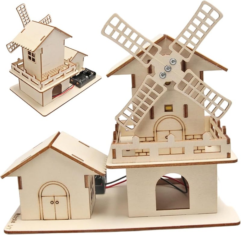 منزل الطاحونة الهوائية لعبة ألغاز خشبية ثلاثية الأبعاد تعليمية للبناء للأطفال - Image 1